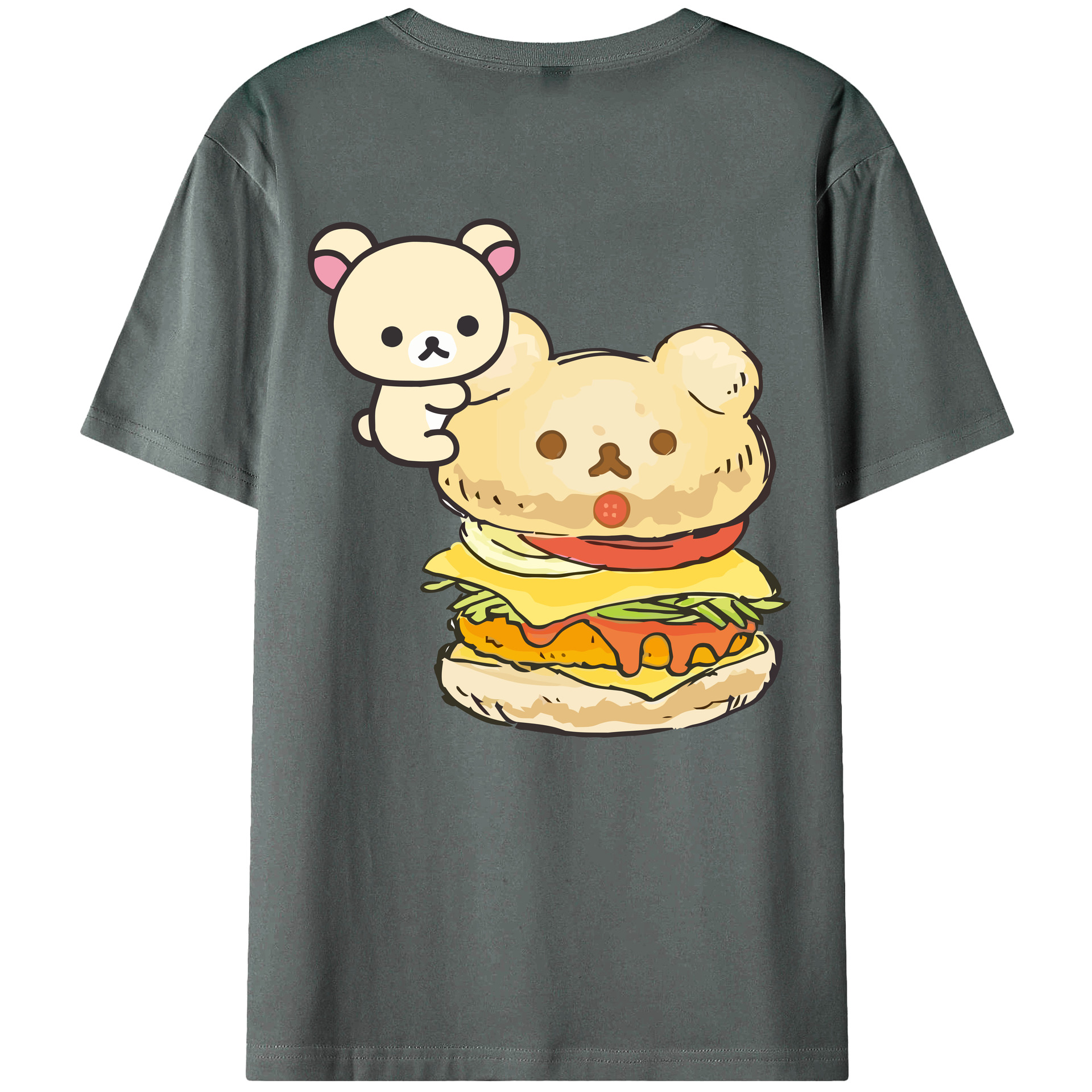 （画像用） リラックマ リラックマ キイロイトリ Rilakkuma Korilakkuma Kiiroitori 綿100％ メンズ半袖Tシャツ（バックプリント） 通気性